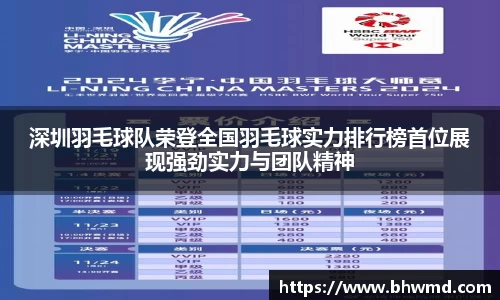 深圳羽毛球队荣登全国羽毛球实力排行榜首位展现强劲实力与团队精神